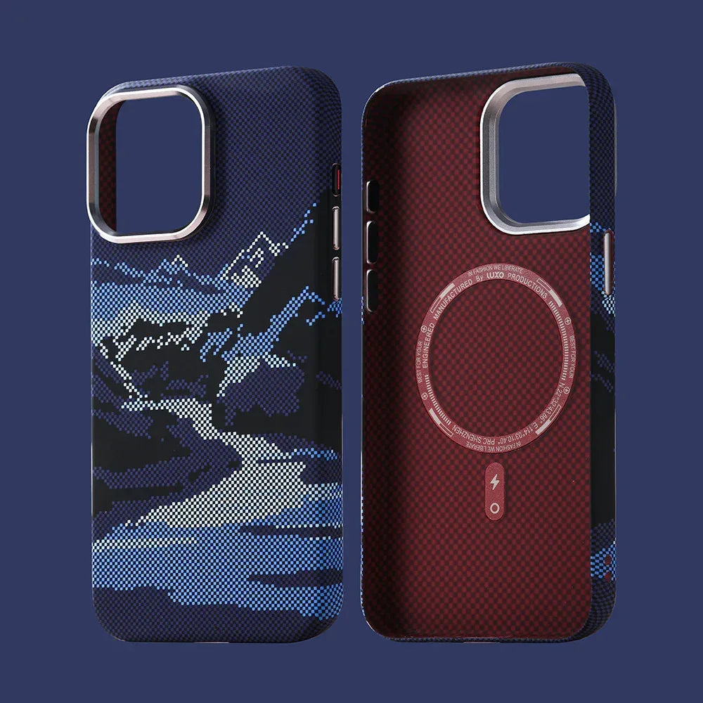 Magnetic Carbon Fiber Kevlar Texture iPhone Case - Viexta