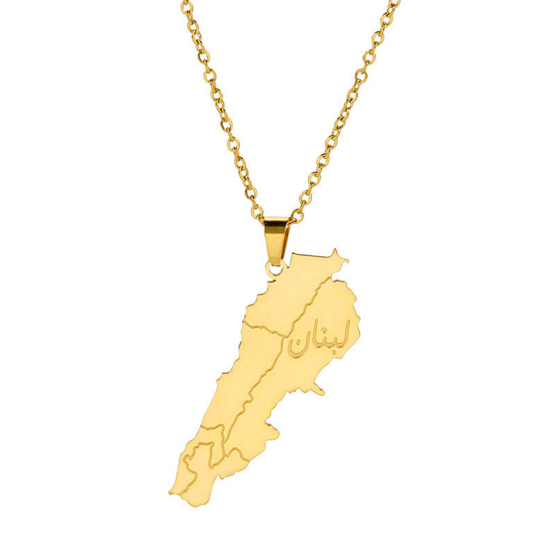 Stainless Steel Map Necklace