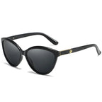 Polarized Personalized Leather Inlaid Light Luxury Cat Eye Sunglasses - Viexta