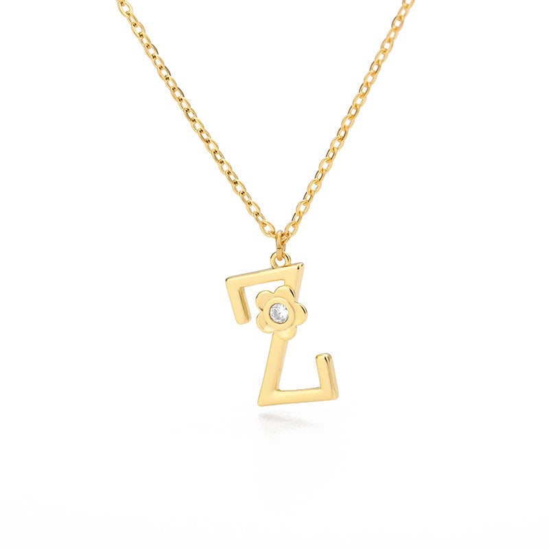 Rose English Alphabet Pendant Necklace