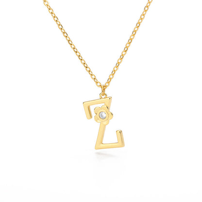 Rose English Alphabet Pendant Necklace