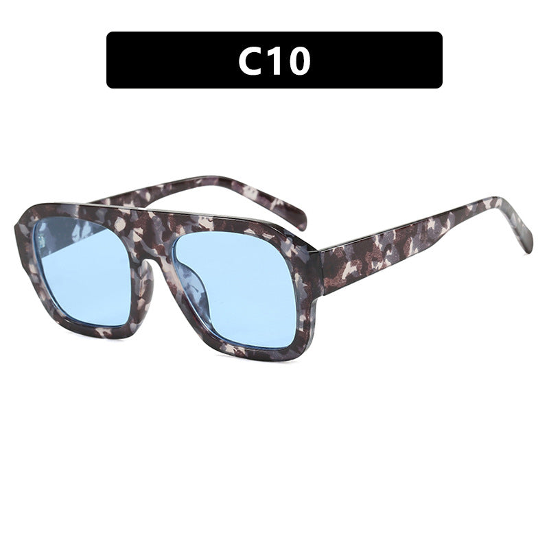 Single beam large frame square sunglasses, new personalized sunglasses, cross-border sunglasses, women's Instagram, same trend
