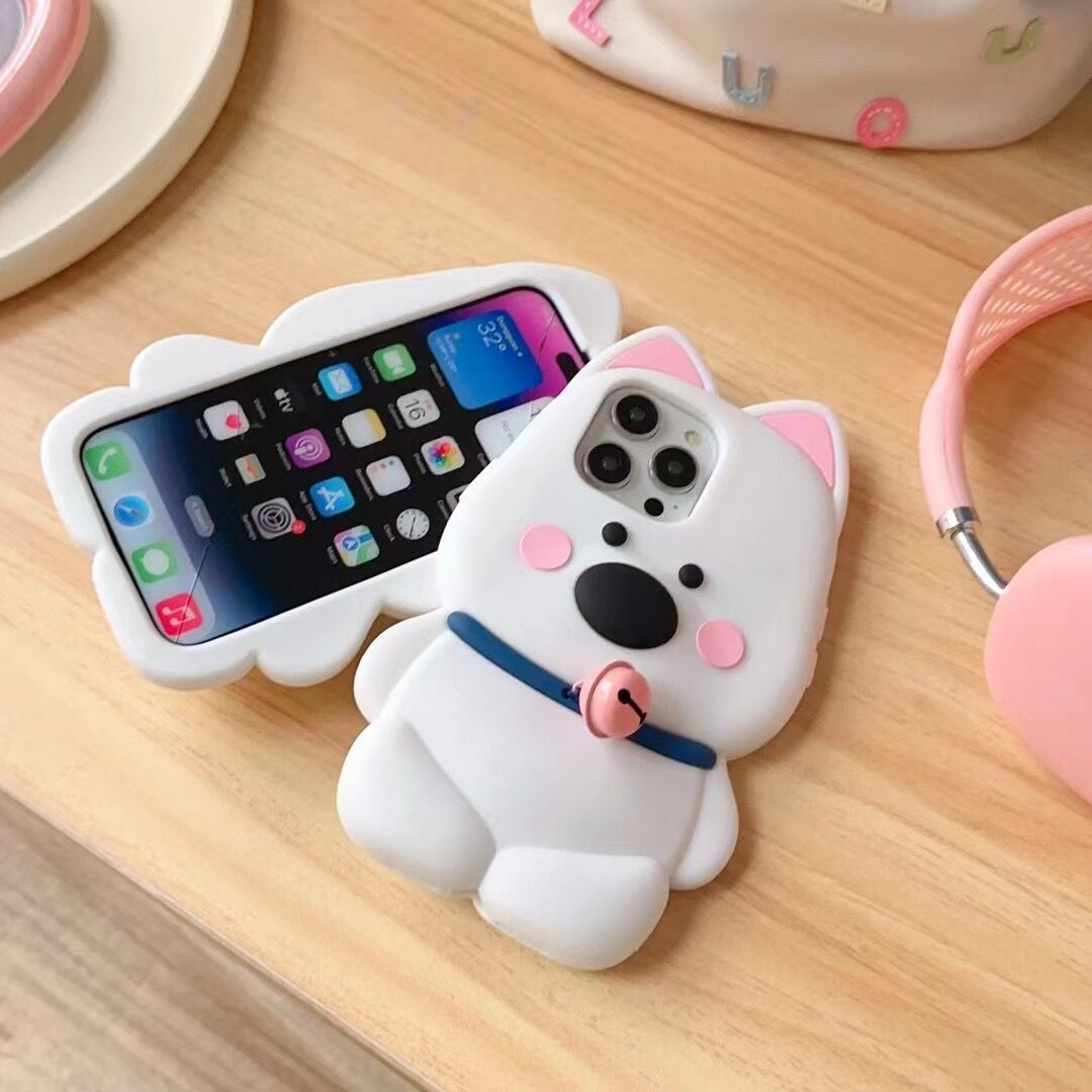 cartoon-cute-bell-little-white-dog-iphone-case