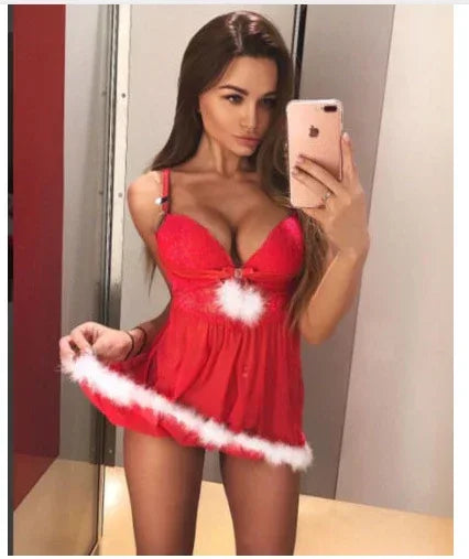 Women's Lingerie Sling Christmas Holiday Costume Set - Viexta
