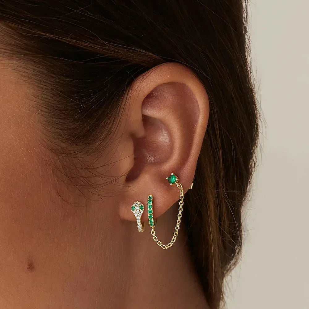 S925 Sterling Silver Single Row Studded Earring - Viexta