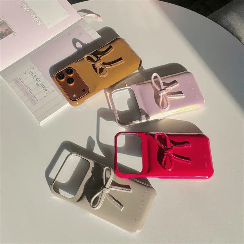 French-style Instagram 3D Solid-color Bow iPhone Case - Viexta