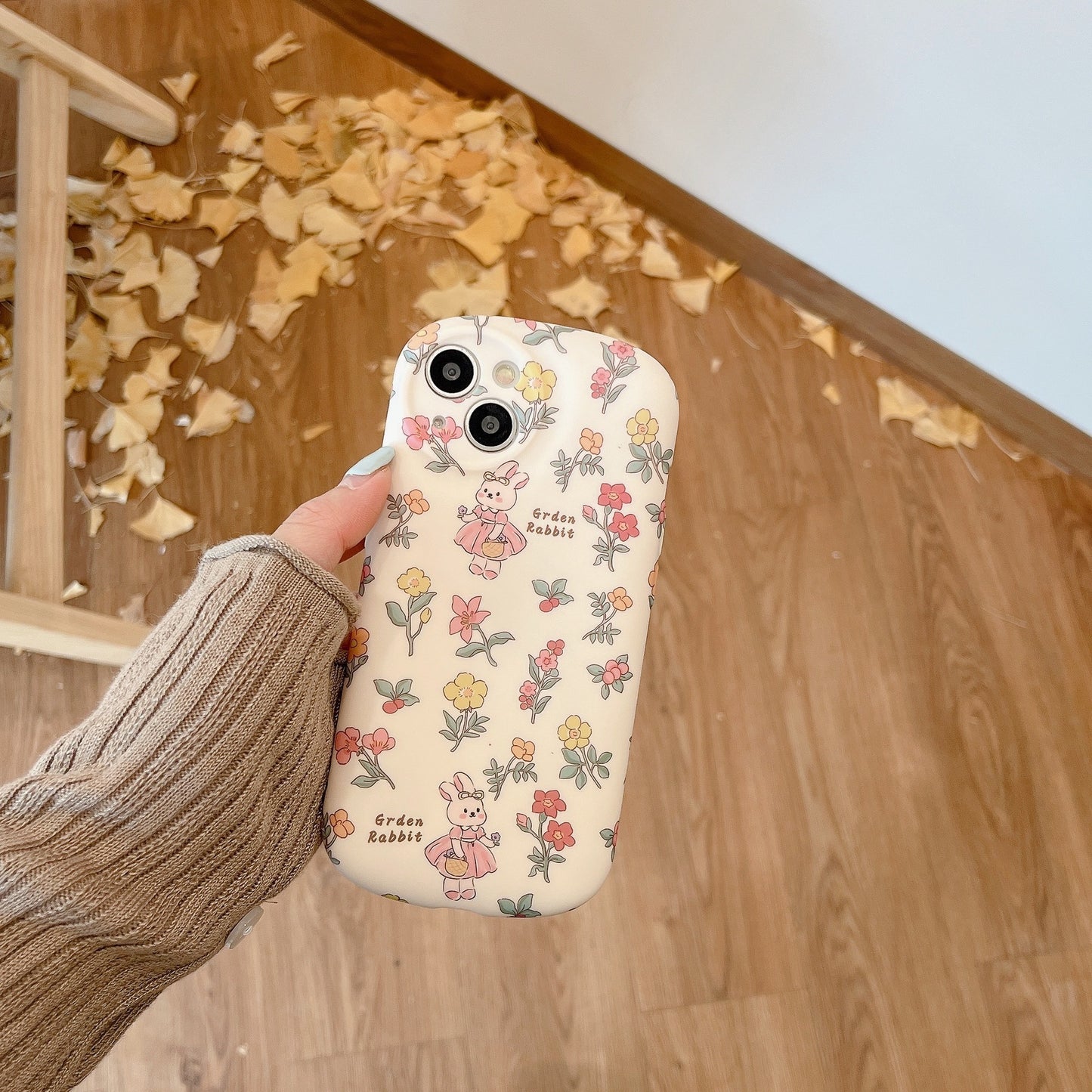 Floral Bunny Matte iPhone Case