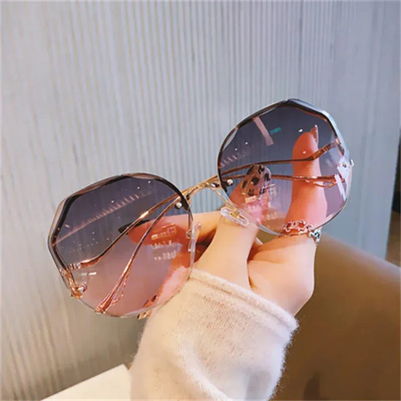 womens-temperament-anti-uv-rimless-glasses - Viexta