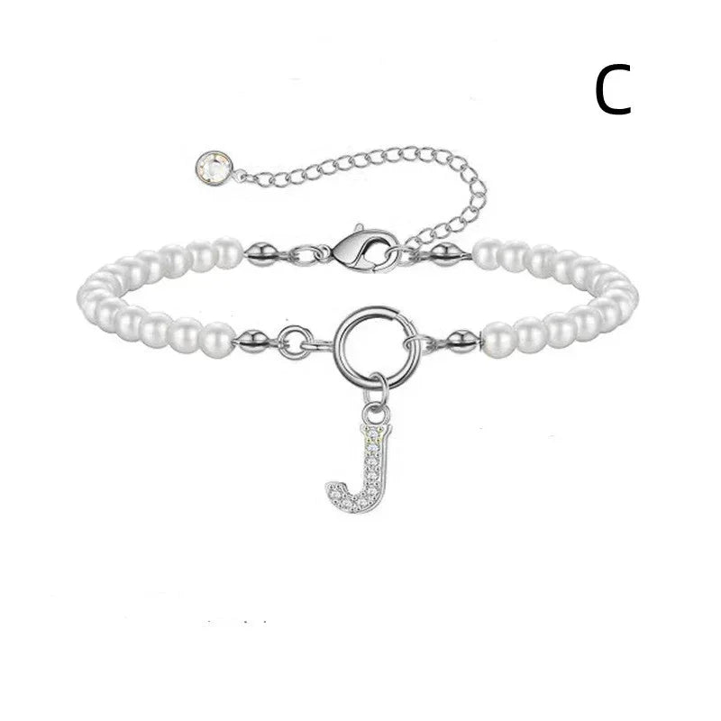 6mm Pearl Bracelet Buckle Letter - Viexta