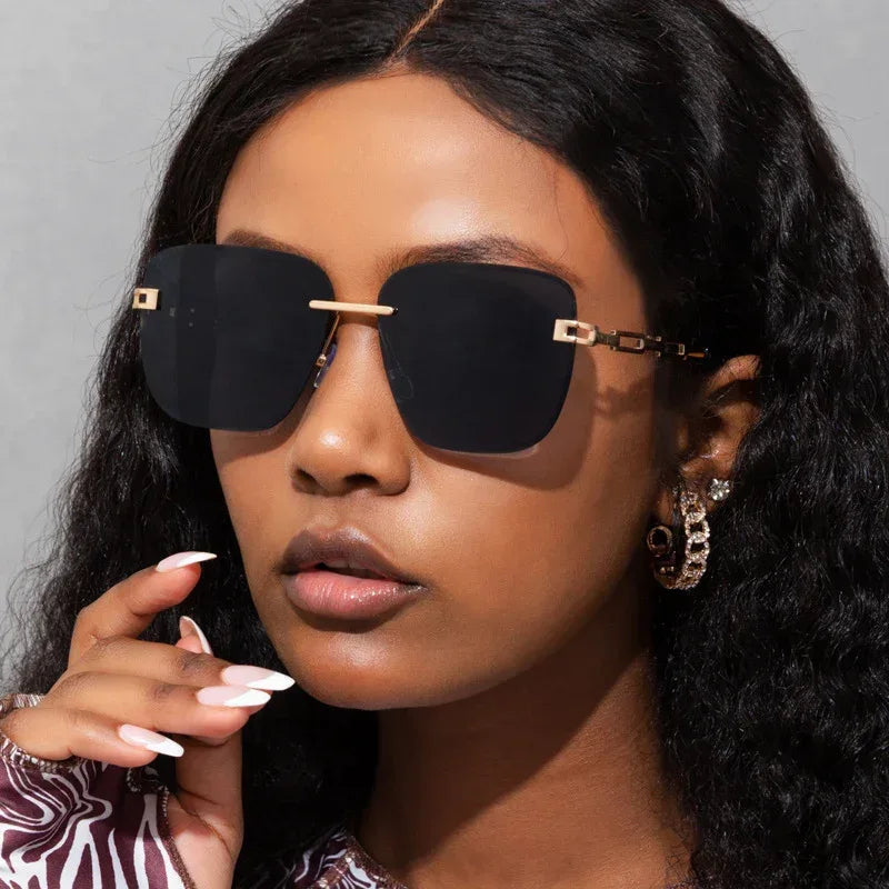 Frameless Trimming Square Sunglasses - Viexta