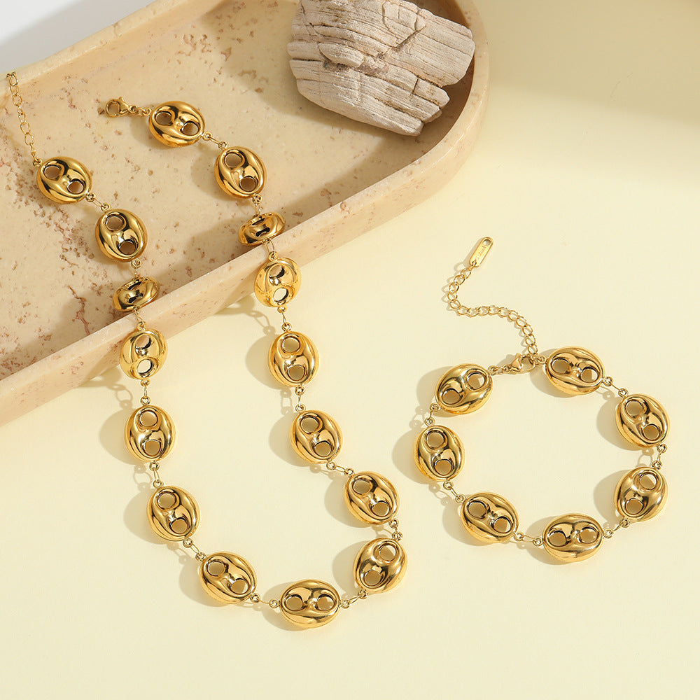 18k Gold-plated Stainless Steel Hollow Chain Necklace