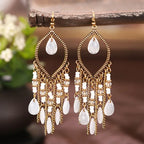 Antique Gold Plated Long Tassel Earrings For Women - Viexta