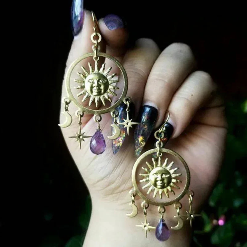 Amethyst Teardrop Pendant Earrings - Viexta