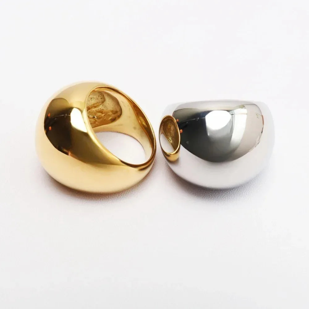 Semicircle Exaggerated Glossy Hollow Ring - Viexta