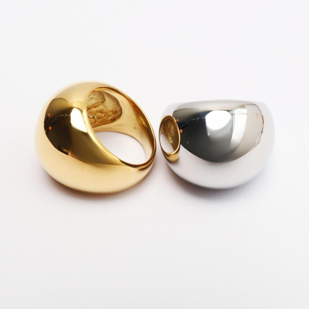 Semicircle Exaggerated Glossy Hollow Ring