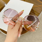 Women's Fashion Rimless Cut Edge Diamond Sunglasses - Viexta