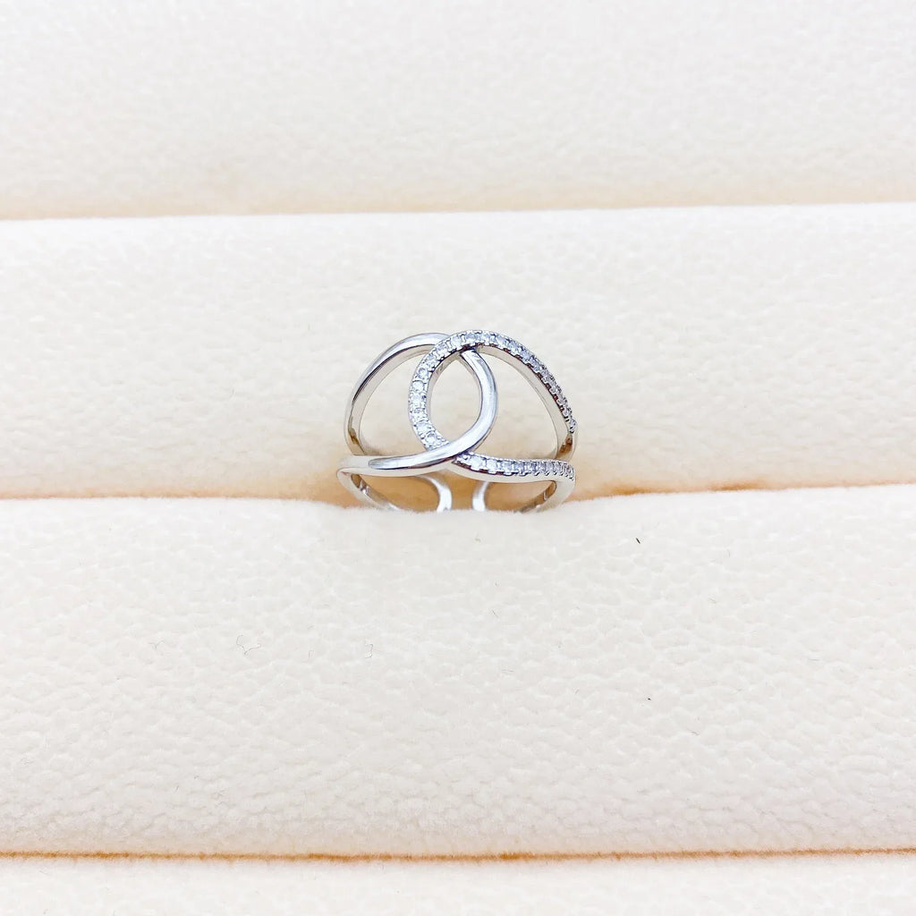 Micro Inlaid Zircon Geometric Ring - Viexta