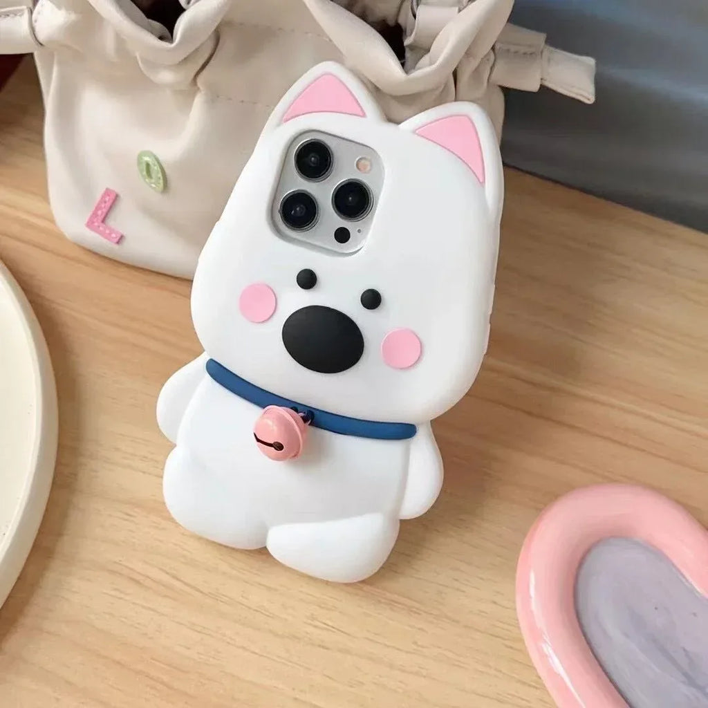 cartoon-cute-bell-little-white-dog-iphone-case - Viexta