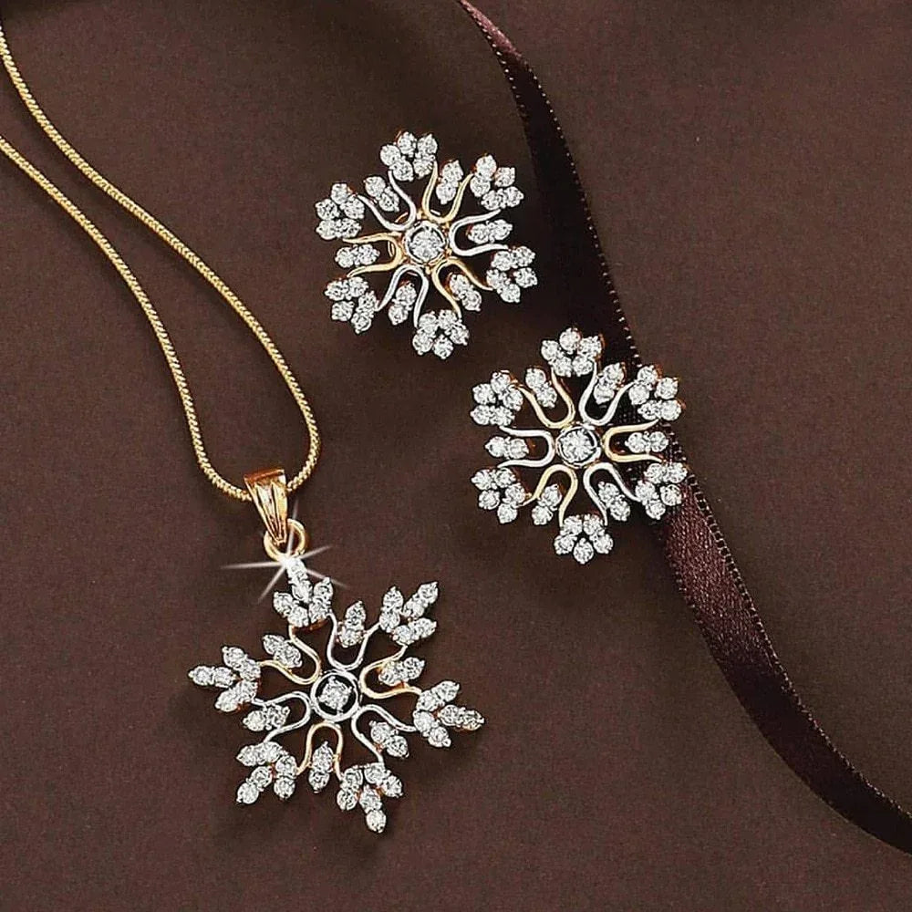 Snowflake Necklace Earring Set - Viexta