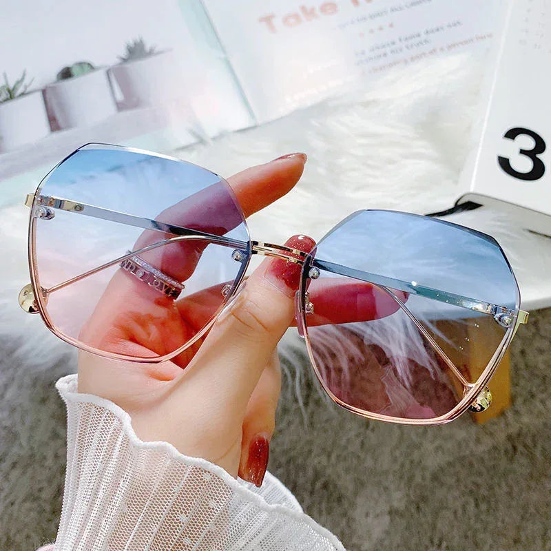 Women's Rimless Cutting Sunglasses - Viexta