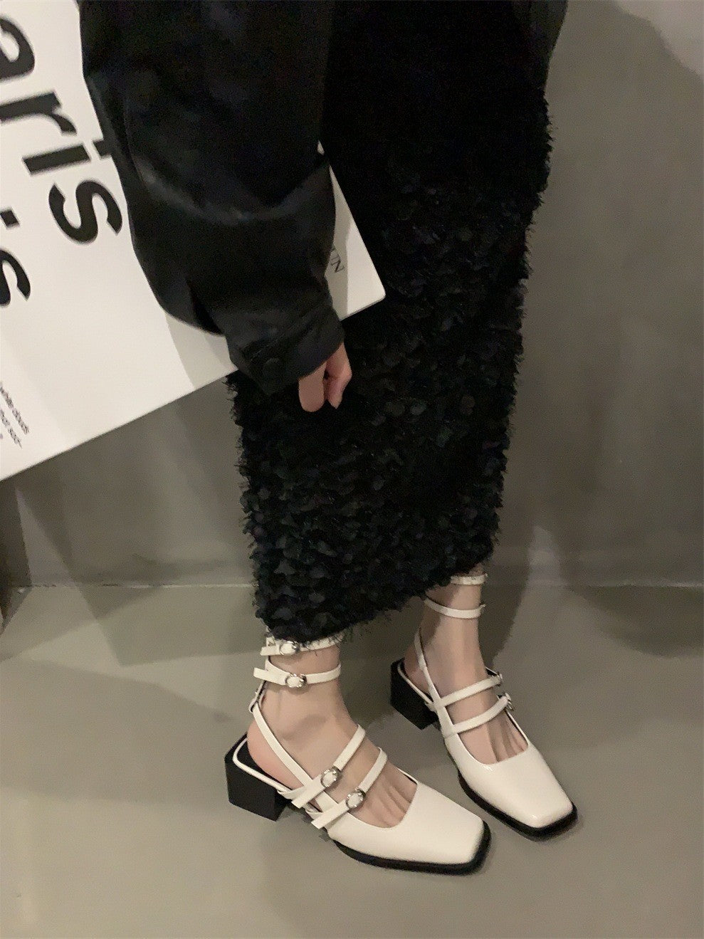 Women Thick Black High Heels