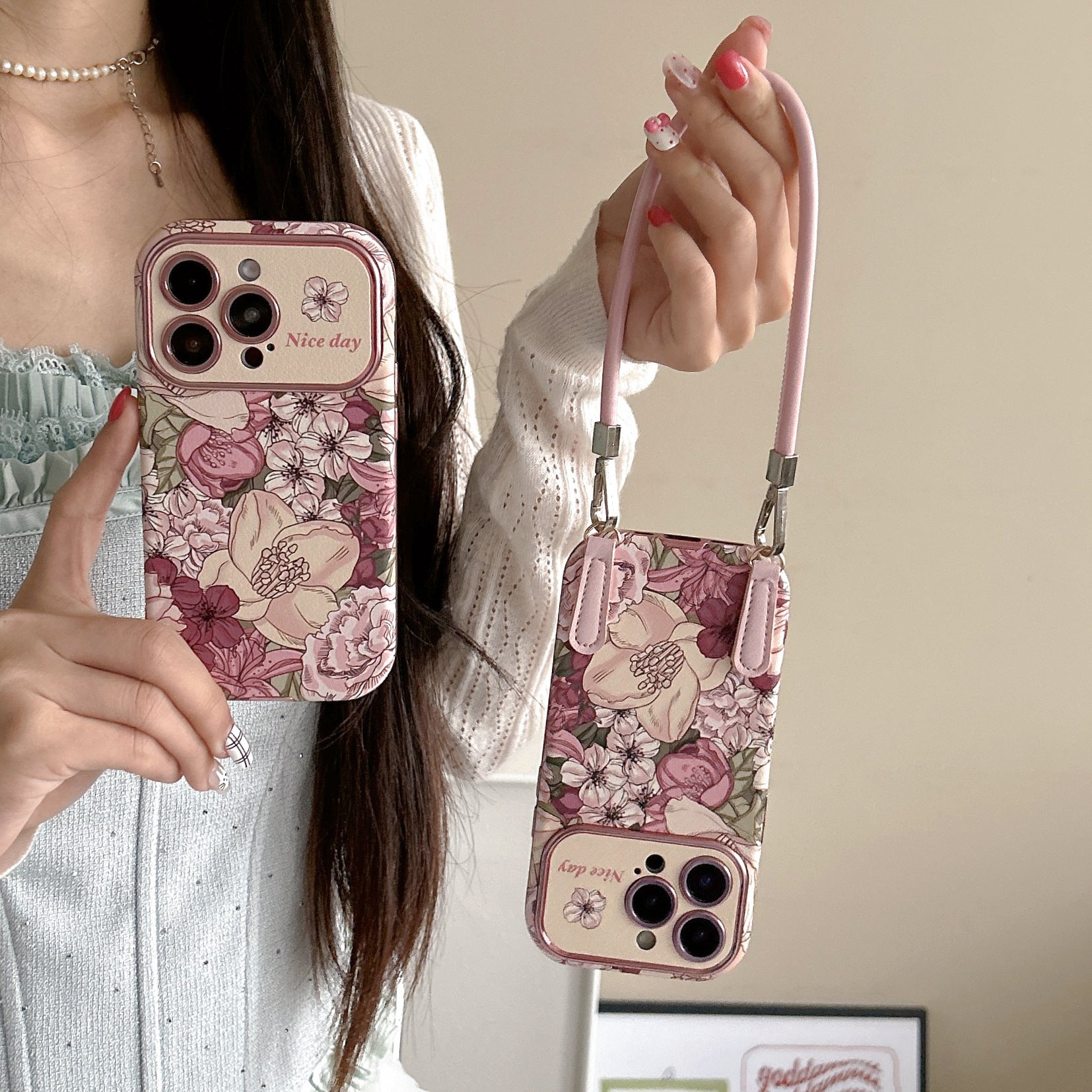 Retro Oil Painting  Flowers Leather iPhone Case