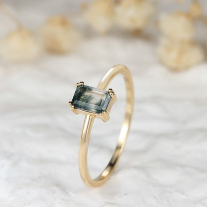 Retro Rectangular Agate Ring