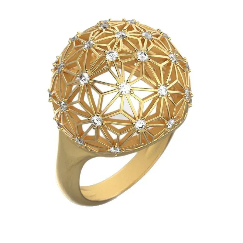 Hollow Spherical Diamond-studded Ring - Viexta
