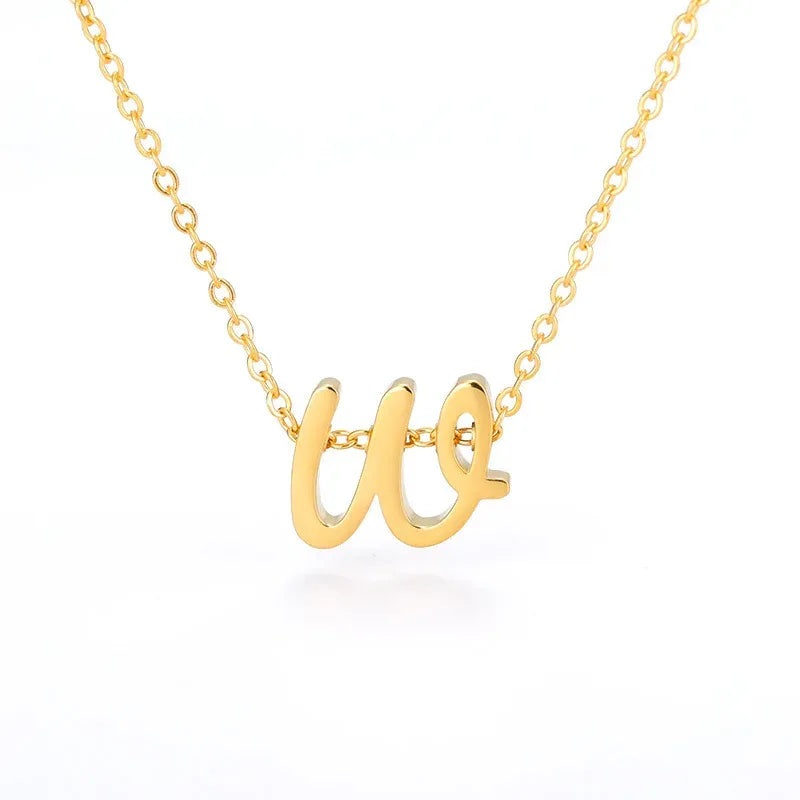 Small Letter Hollow Stainless Necklace - Viexta