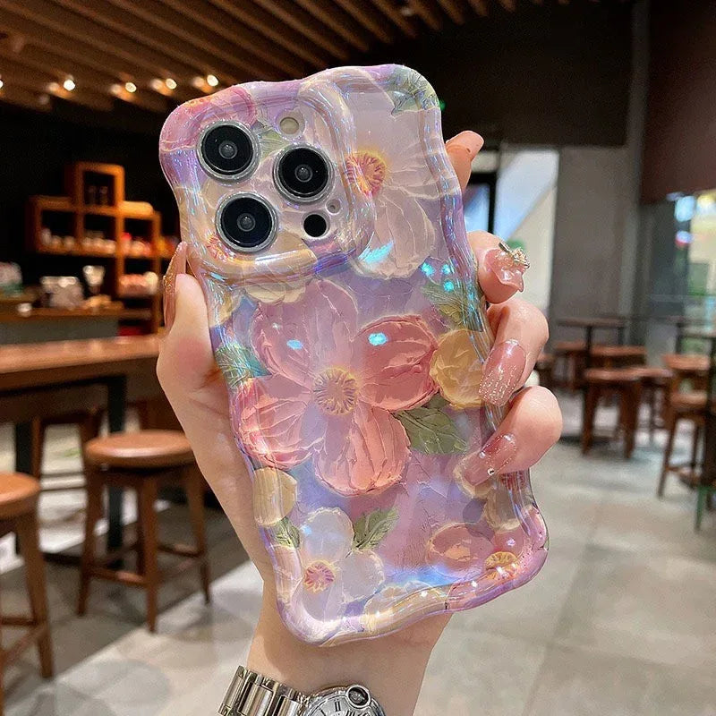 Drop-resistant Oil Painting Flower Soft Silicone iPhone Case - Viexta