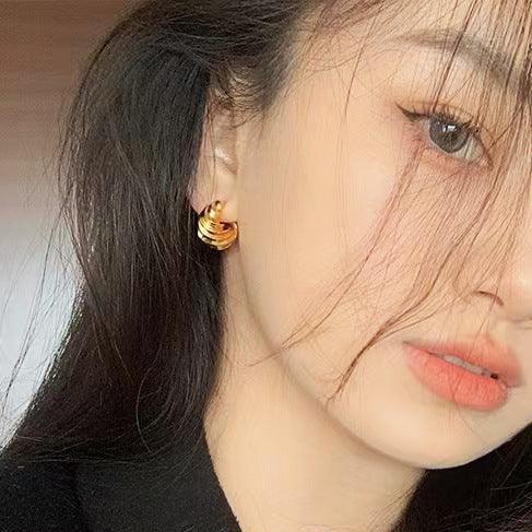 Stainless Steel Twisted Horn Hoops - Viexta