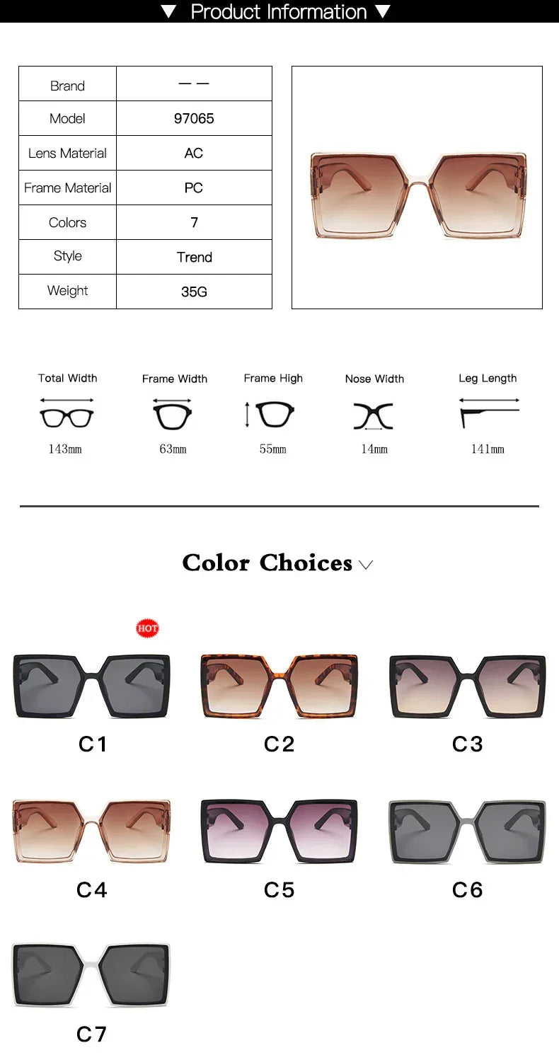New Large Square Frame Sunglass - Viexta