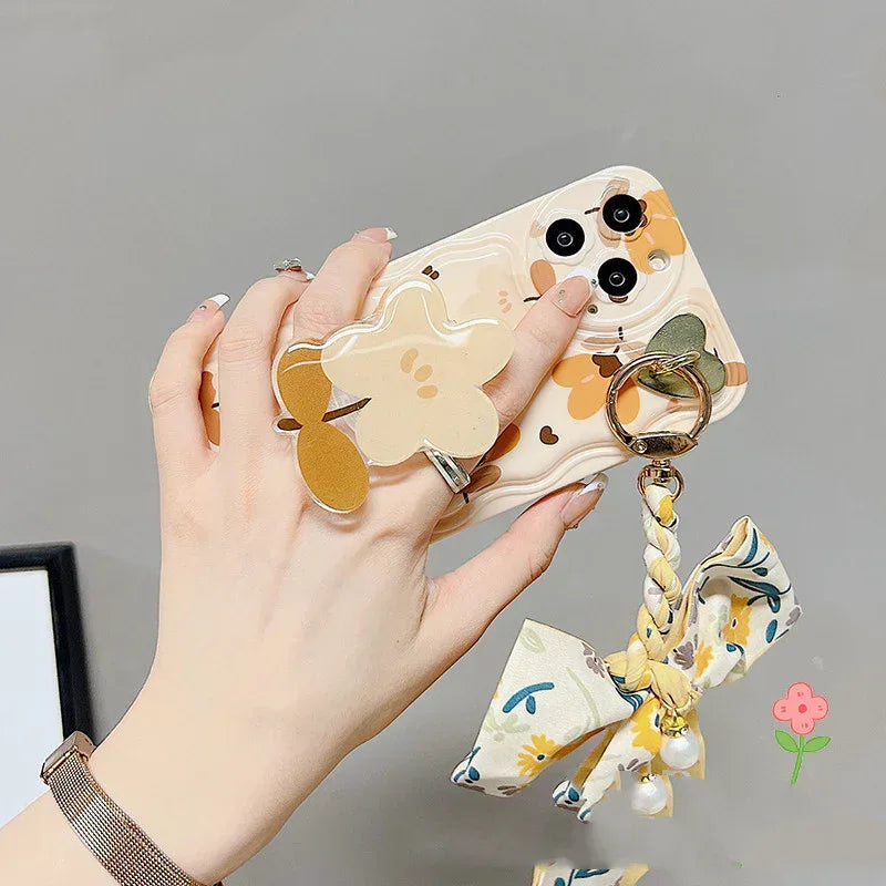 Autumn Leaves With Bow Silk Scarf Charms Phone Cases for IPhone - Viexta