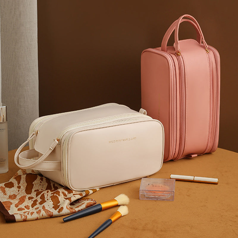 Three-layer Double Zipper U-shaped Cosmetic Bag