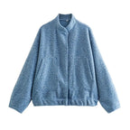Loose Casual Street Stand Collar Pilot Buckle Jacket - Viexta