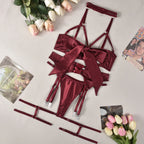 bow-tie-hot-lingerie-comfortable-four-piece-set - Viexta