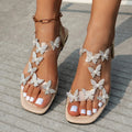 Butterfly Rhinestone Square Flats - Viexta