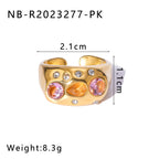 Retro Colorful Diamond Open Adjustable Ring