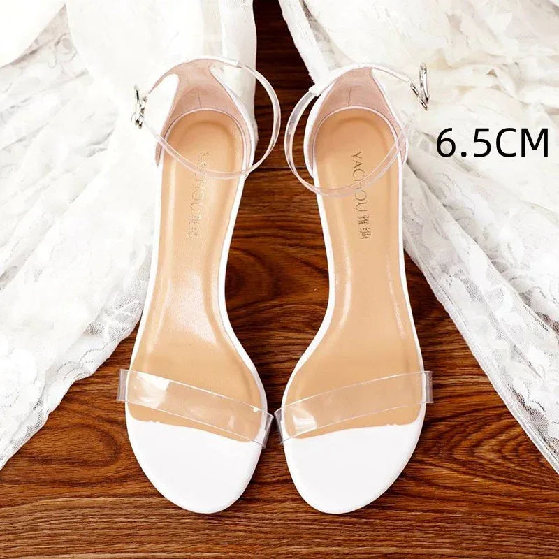 Leather Strap Transparent High Heel - Viexta