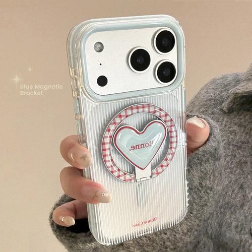 Blue And Red Striped iPhone Case With A Magnetic Kickstand - Viexta