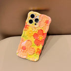 Twist-edge Blue Light Oil Painting Flower High-end iPhone Case - Viexta