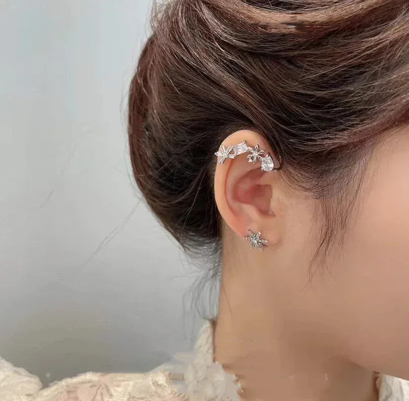 womens-zircon-flower-snowflake-single-earring - Viexta