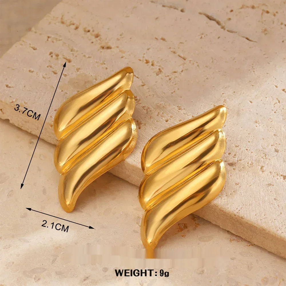 Geometric Round Personalized Hip Hop Gold Plated Earrings - Viexta
