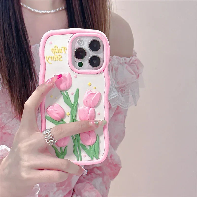 Creative Relief 3D Tulip iPhone Case - Viexta