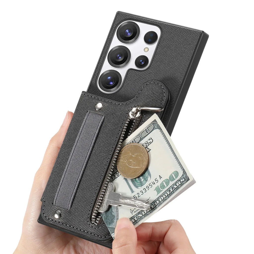 Wristband Wallet Card Holder Leather Samsung Case - Viexta