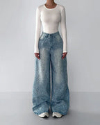 Irregular Rhinestone Jeans - Viexta