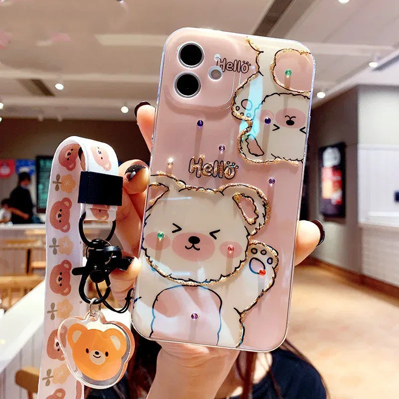 Cute Blu Ray Epoxy Lanyard iPhone Case - Viexta