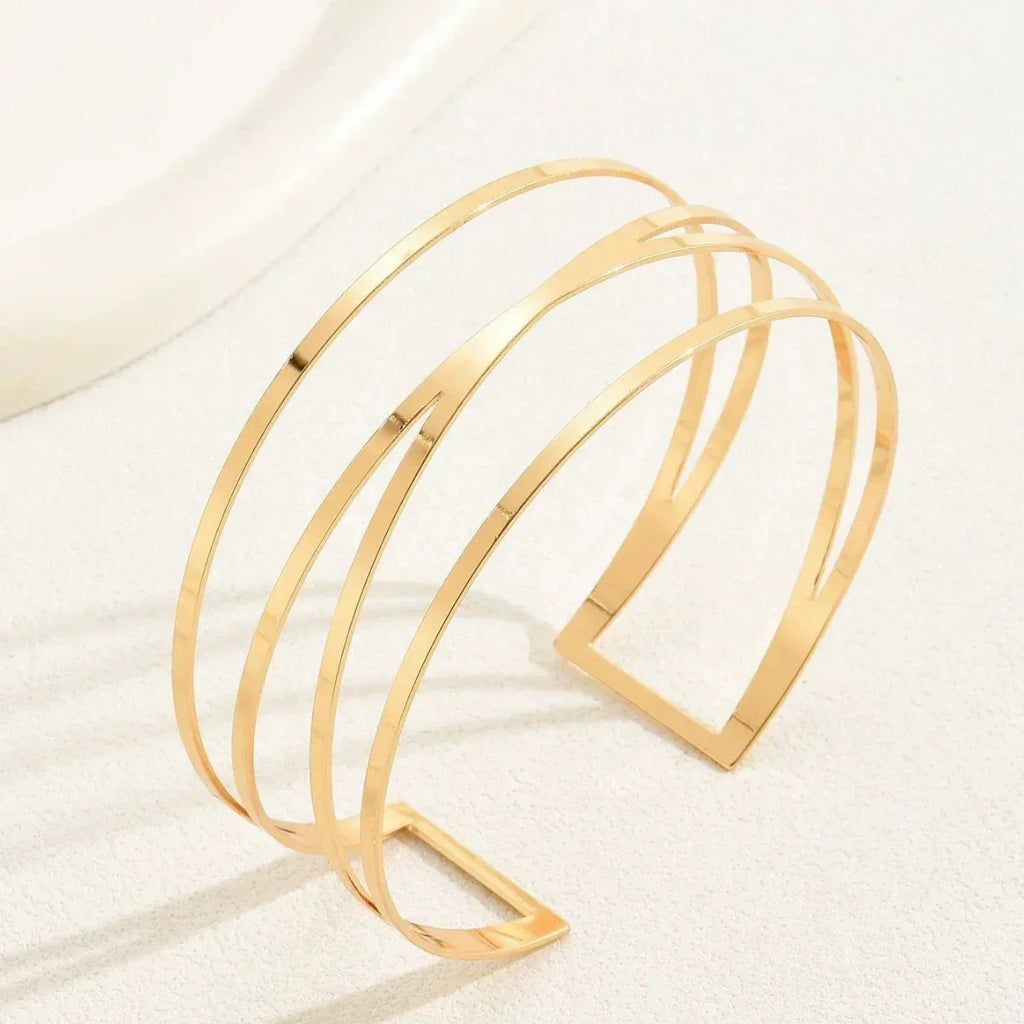 Handcrafted Gold-plated Geometric Cuff Bracelets - Viexta
