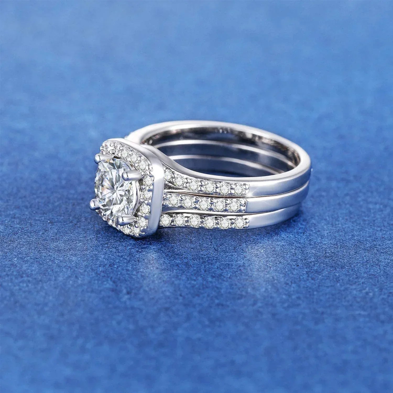 gold-plated-square-zircon-three-piece-stackable-ring - Viexta