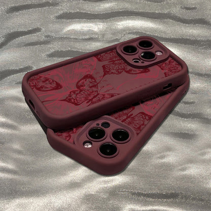 Wine Red Butterfly iPhone Case